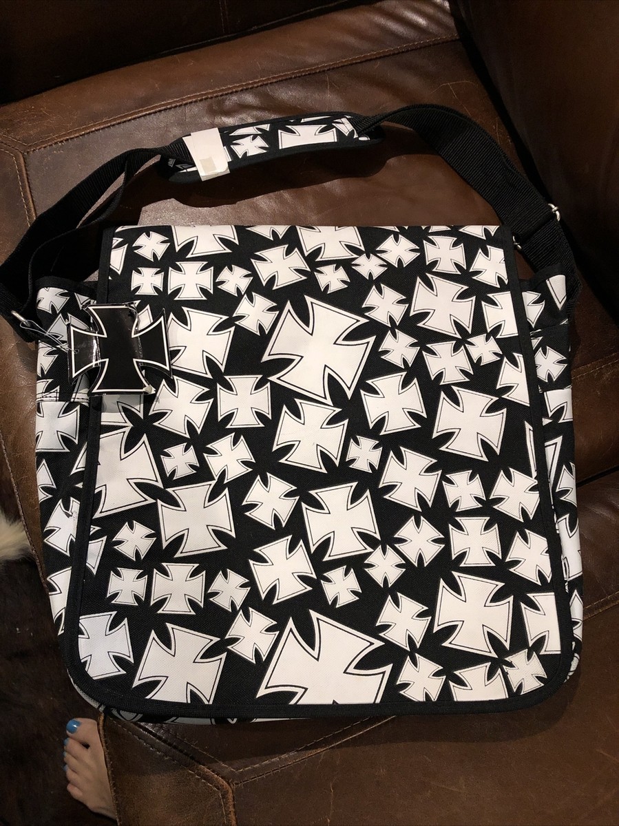 Bioworld iron cross black white large Crossbody Messenger