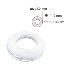 1M 2M 5M PTFE / Teflon Tubing / Pipe 2 mm od x 1 mm id
