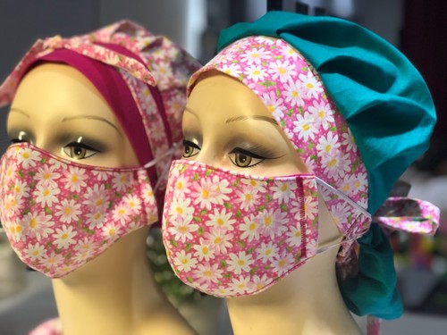 Nurse/Chef - Cap/ Scrub w/ matching face Mask - Customized Handmade . - Picture 6 of 20