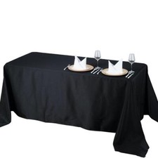 BLACK Polyester 90x132" Rectangle TABLECLOTHS Wedding Party Supplies Linens