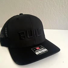 Richardson Black Trucker Hat Raised BUILT Patch Mesh Back Adjustable One Size