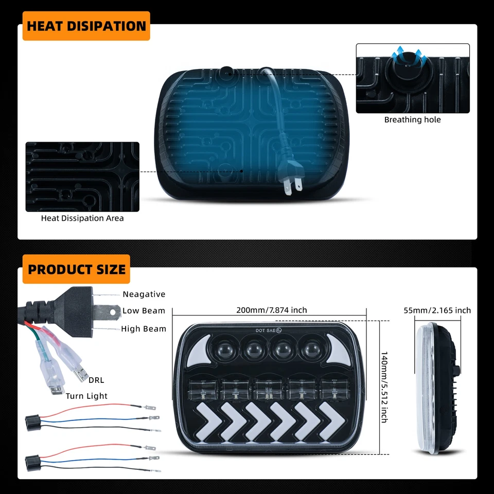 7X6" Rojo SMD LED Halo Ojo de Ángel Faro Transparente 55/60W Bombilla Halógena CADA UNO Foto 4 de 4