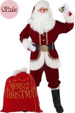 Santa Claus Costume for Men Deluxe Christmas Santa Suit 11Pcs Red Adult Professi