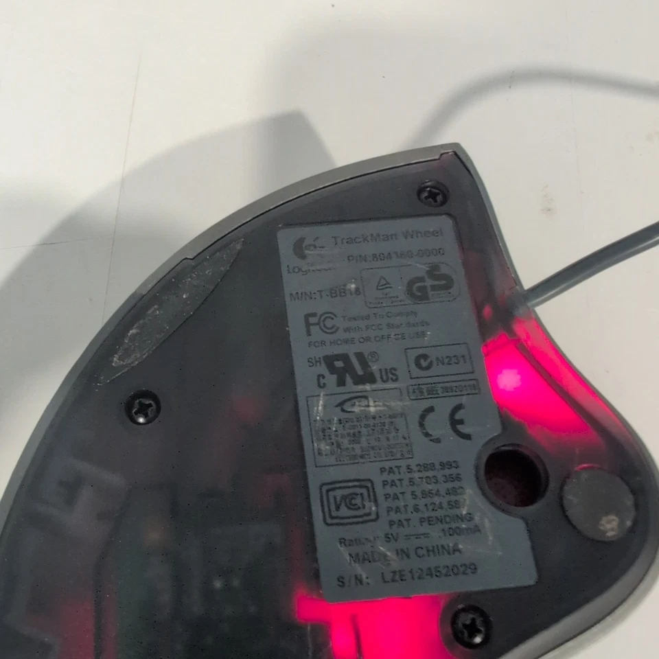 VTG LOGITECH T-BB18 TRACKMAN WHEEL TRACKBALL OPTICAL MOUSE Tested - Image 4 of 4