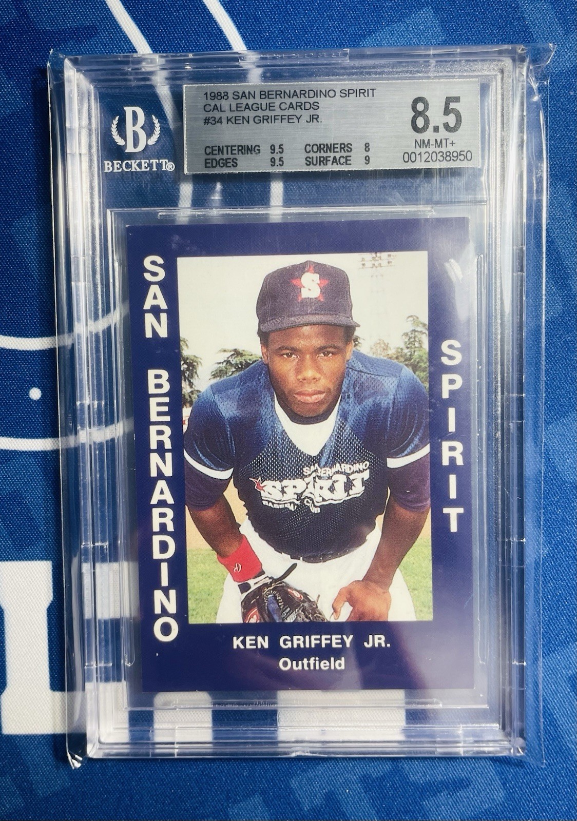 1988 #34 San Bernardino Spirit Cal Cards KEN GRIFFEY JR. ROOKIE BGS 8.5! RARE!