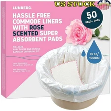 Disposable Commode Liners Super Absorbent Pads Odor Control Easy Cleanup New
