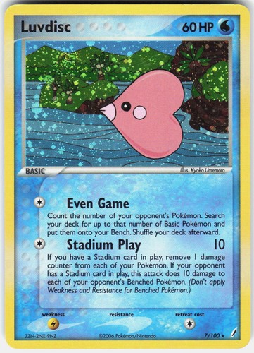Pokemon Luvdisc 7/100 Holo Rare Crystal Guardians Pokemon Lightly Played
