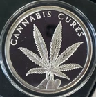 2 OZ .999 PURE SILVER SHIELD PROOF CANNABIS CURES ROUND COIN IN CAPSULE