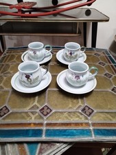Set Of 4 Buchan Portobello Scotland  Stoneware Thistle Design Cups & Saucers B19