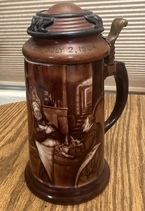 Antique Lenox Sterling and Copper Mounted Stein dated 1904 On Lid.