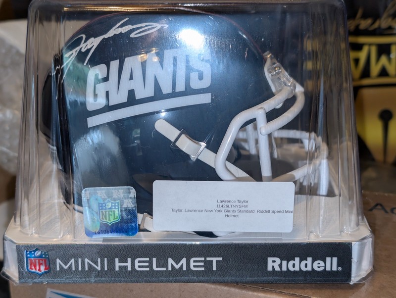 LAWRENCE TAYLOR SIGNED NEW YORK GIANTS MINI HELMET AUTOGRAPH RIDDELL SPEED LT