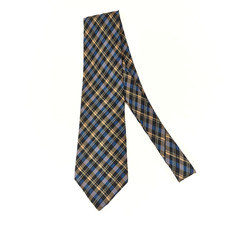 Polo Ralph Lauren Silk Tie Blue Tan Plaid Made in USA 4" x 58”