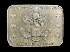 SF07131 VINTAGE 1976  BICENTENNIAL SPIRIT OF AMERICA  PATRIOTIC BELT BUCKLE