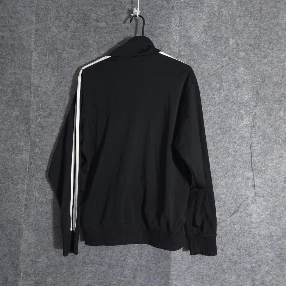 Jaqueta de atletismo Adidas masculina preta branca 3 listras zíper completo atlética casual - Imagem 2 de 4