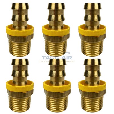 6 Pack Easy Lock Brass Hose Barb Fitting Connector 1/2'' Push-Lock x 1/2'' MNPT