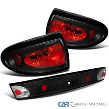 Fits 2003-2005 Chevy Cavalier Tail Lights & Center Trunk Lamp 3pc Kit Black
