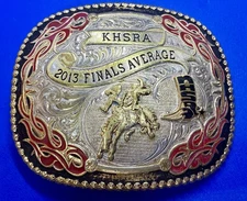 KHSRA Kansas High School Rodeo 2013 Final Average Trophy Vtg. GIST Belt Buckle