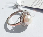 Vintage Ring Natural pearl Sterling Silver 925 gold 375 Women's Jewelry size 9