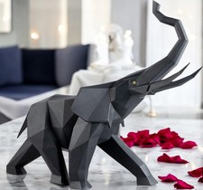 Lladró Origami African Elephant Sculpture – Matte Black Porcelain SKU: 01009559