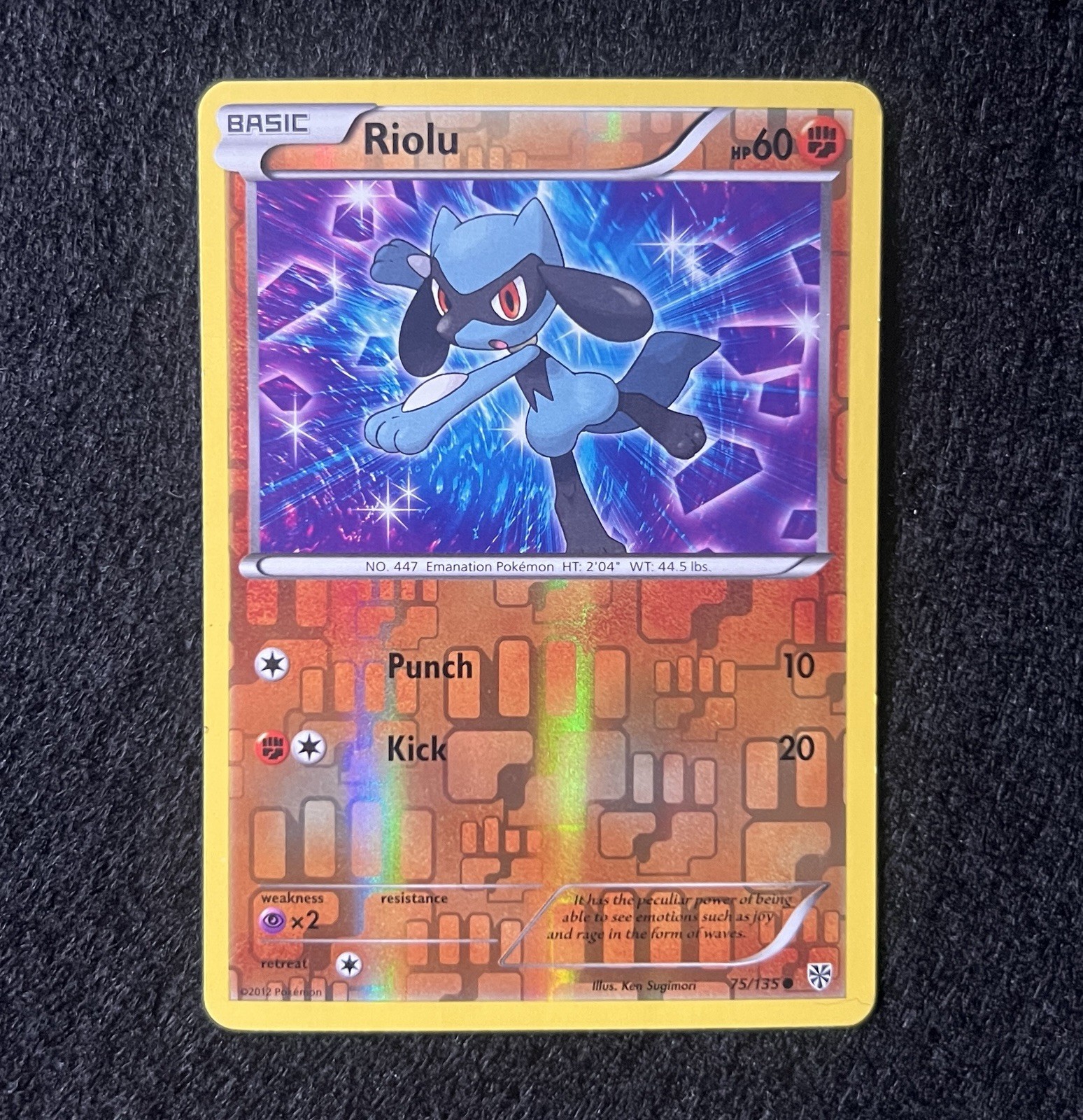 Riolu Pokémon Reverse Holo Common Plasma Storm 75/135