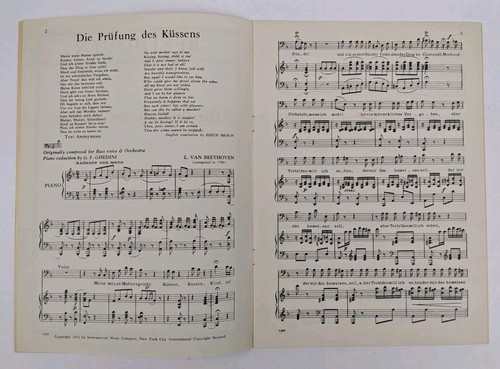 Beethoven La prova del bacio Aria per basso e pianoforte int. Music Co. 1952 - Foto 2 di 5