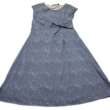Lands end twist front jersey popover dress blue geometric preppy