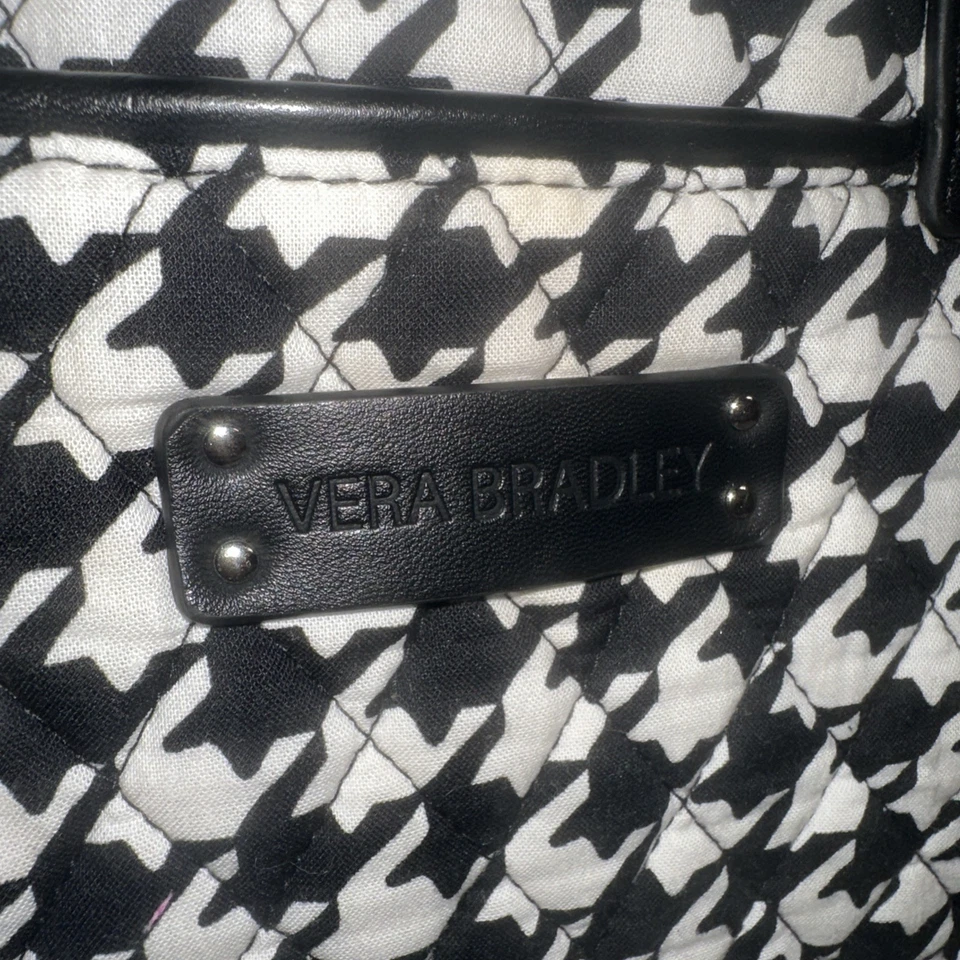 Vera Bradley Black White Houndstooth Large Tote Diaper Bag Purse Handbag - Image 2 of 4