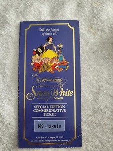 Walt Disney 50th Anniversary Snow White & the Seven Dwarfs 1987 Coin & Ticket