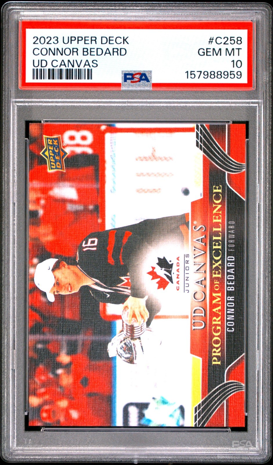 2023-24 Upper Deck Series 2 UD Canvas #C258 Connor Bedard RC PSA 10 GEM MINT