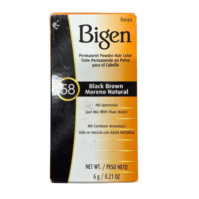 Bigen 58 Black Brown Permanent Powder Hair Color 6g No Ammonia New