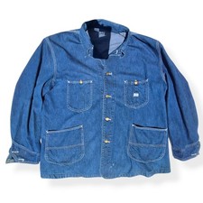 Vintage 60s Lee 91-J Sanforized Denim Chore Coat XL Made In USA Workwear Jacket
