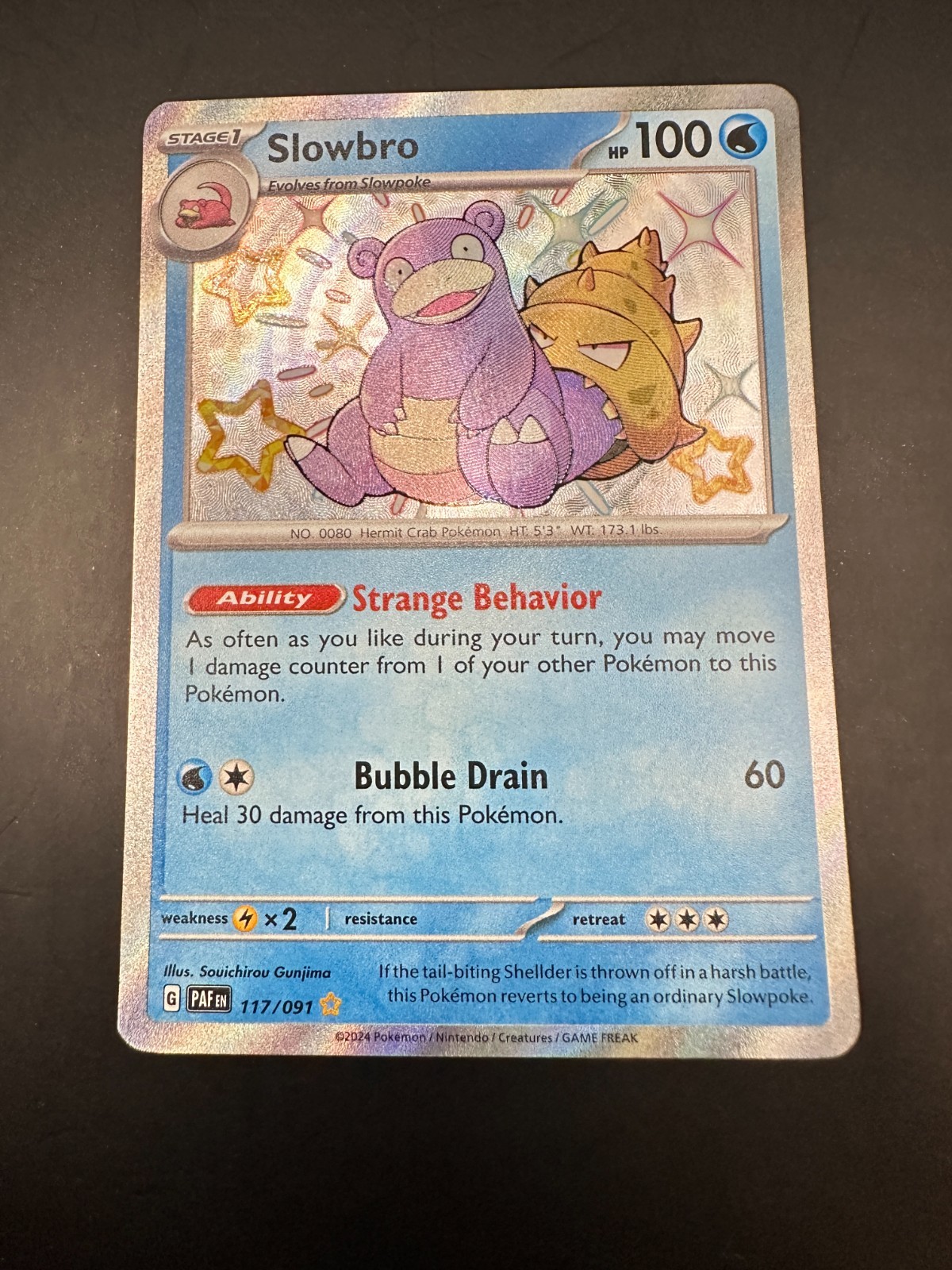 Pokemon Card Slowbro 117/091 Shiny Rare Paldean Fates