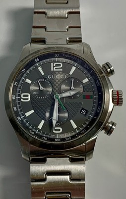 GUCCI G Timeless Chrono Chronograph Men's Quartz Watch Grey 126.2 - Runs!