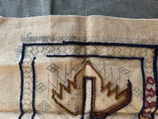 Vintage Deadstock STURBRIDGE Rug Pillow Seat Cushion Hooking Pattern Burlap