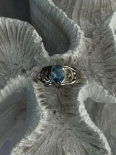 925 Sterling Silver Blue Topaz Ring Size 6