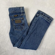 Vintage Wrangler Jeans Boys 6 Slim Blue Straight Denim Adjustable Waist
