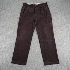 Vintage Polo Ralph Lauren Pants Mens 38x32 Brown Corduroy Pleated Casual Cords