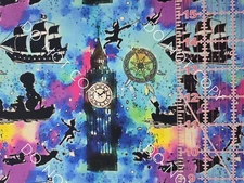 Custom 100% Cotton Woven Fabric Disney Peter Pan Watercolor 1/4 Yard 9x56 