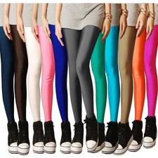 New Spring Solid Candy Neon Leggings for Women High Stretched Female Legging