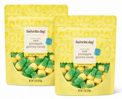 Favorite Day Sour Pineapple Gummy Candy, Artificially Flavored, 7.5 oz, 2 Pack