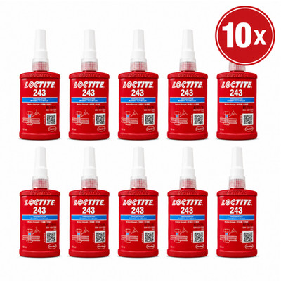 10x Loctite 243 Blue Threadlocker Medium Strength Adhesive Metal Fasteners 50ml
