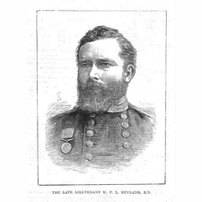 Lieutenant W.P.L Heyland of HMS Minotaur - Antique Print 1880