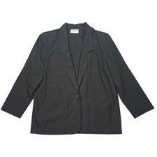 Alfred Dunner VTG 90s Single Button Blazer Jacket Black Sz 14 Made in USA