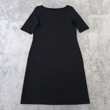 Talbots Sheath Dress Size 8 Black Short Sleeve Pullover Midi