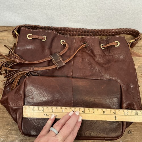 Sorpresa! Drawstring Bucket Leather Dark Brown Purse Bag - Picture 7 of 7