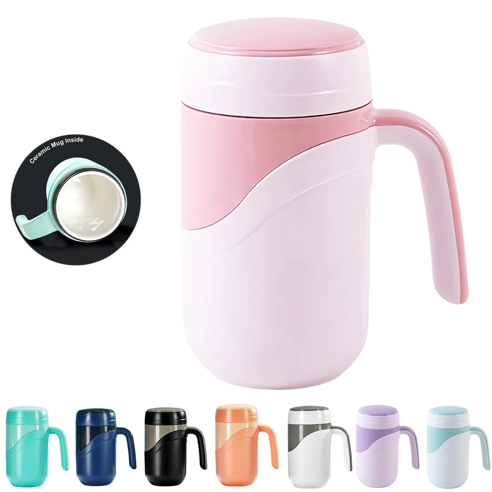 KeramikReisebecher, 350 ml, Keramikfutter, isolierter Becher mit auslaufsiche... - Bild 1 von 4