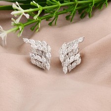 Pear Cut Natural Diamond Stud Earrings 14k White Gold Beautiful Gift For Women