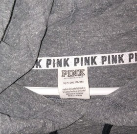 Victoria's Secret PINK Hoodie Women Small Gray Leopard Print Cowl Neck Pullover