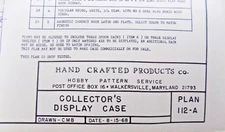 COLLECTORS DISPLAY CASE BLUEPRINT #112-A Hand Crafted Products MD