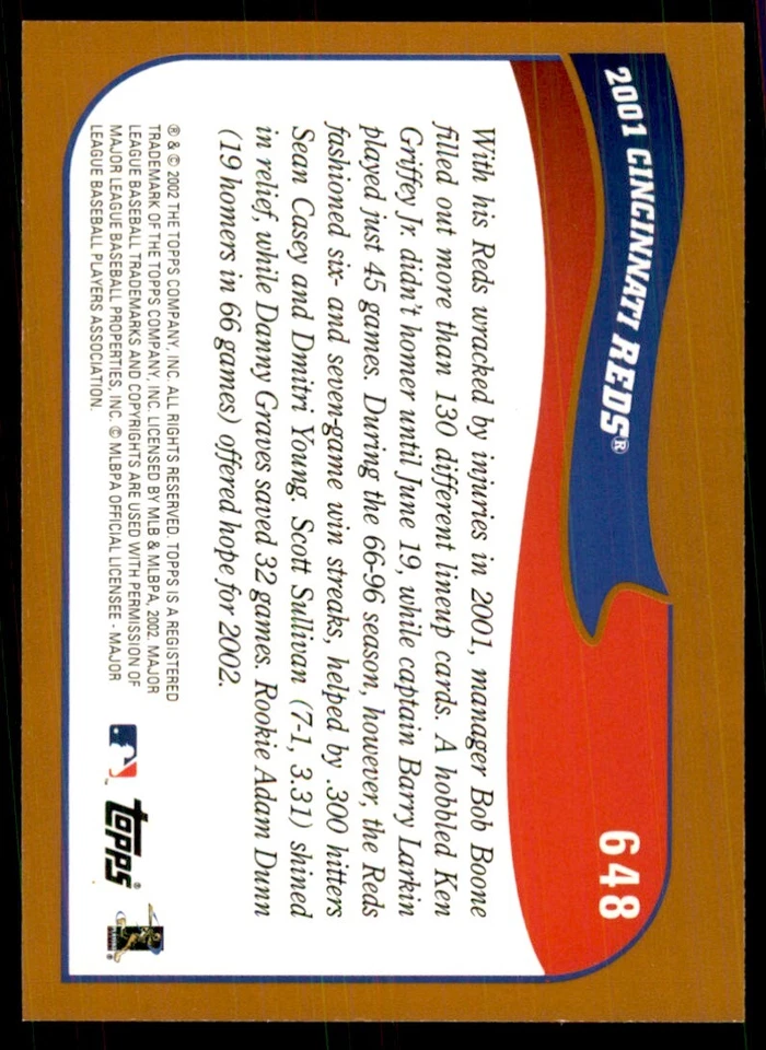 2002 Topps Cincinnati Reds Baseball Cards #304 - Image 2 of 2